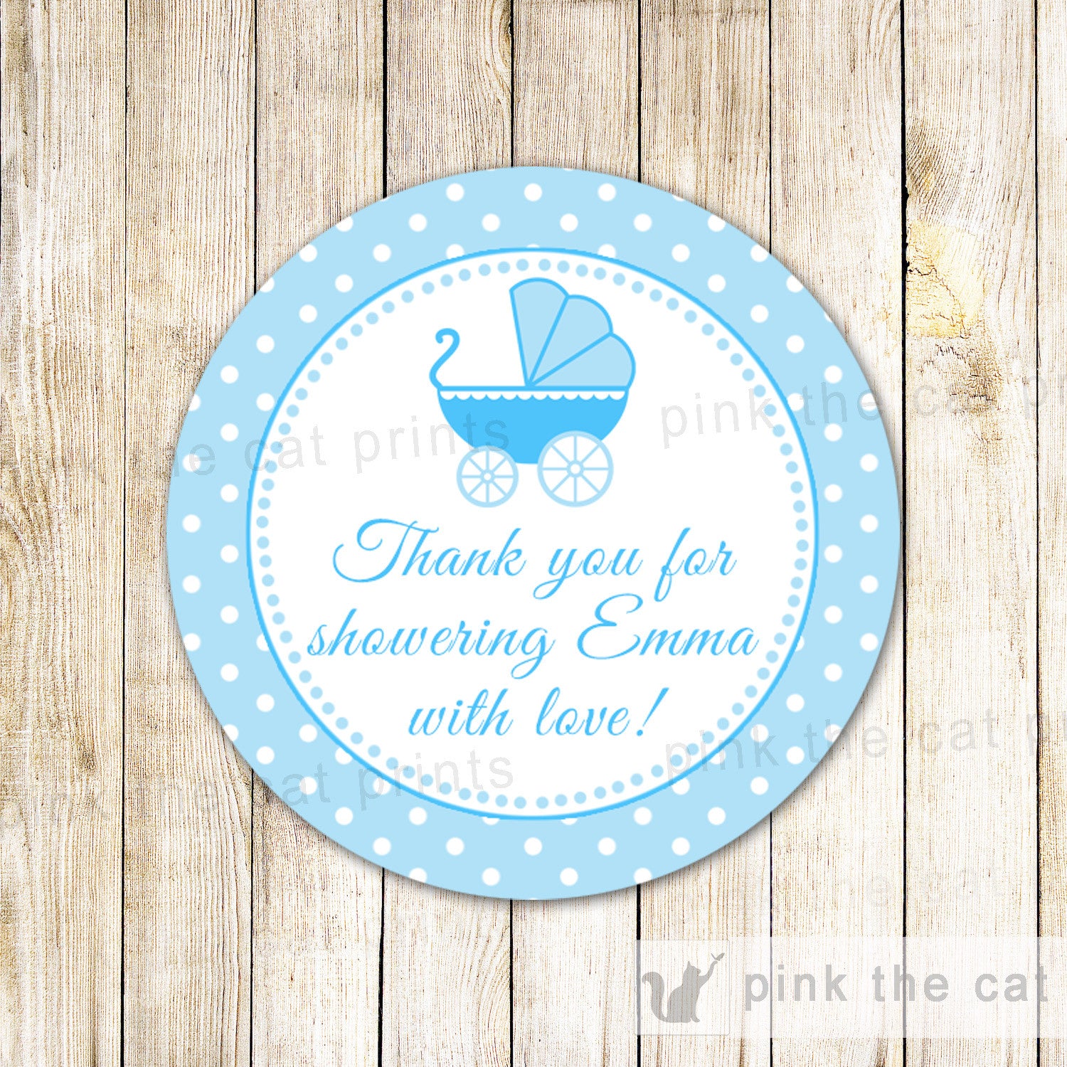 Baby Boy Shower Favor Stickers, Thank You Baby Shower Stickers