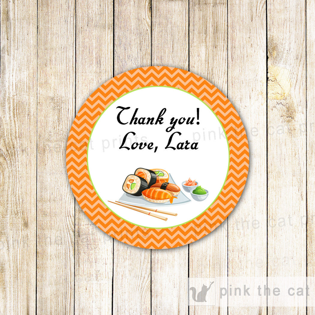 Sushi Gift Favor Label Tag Sticker Birthday Party Adult Printable – Pink  the Cat