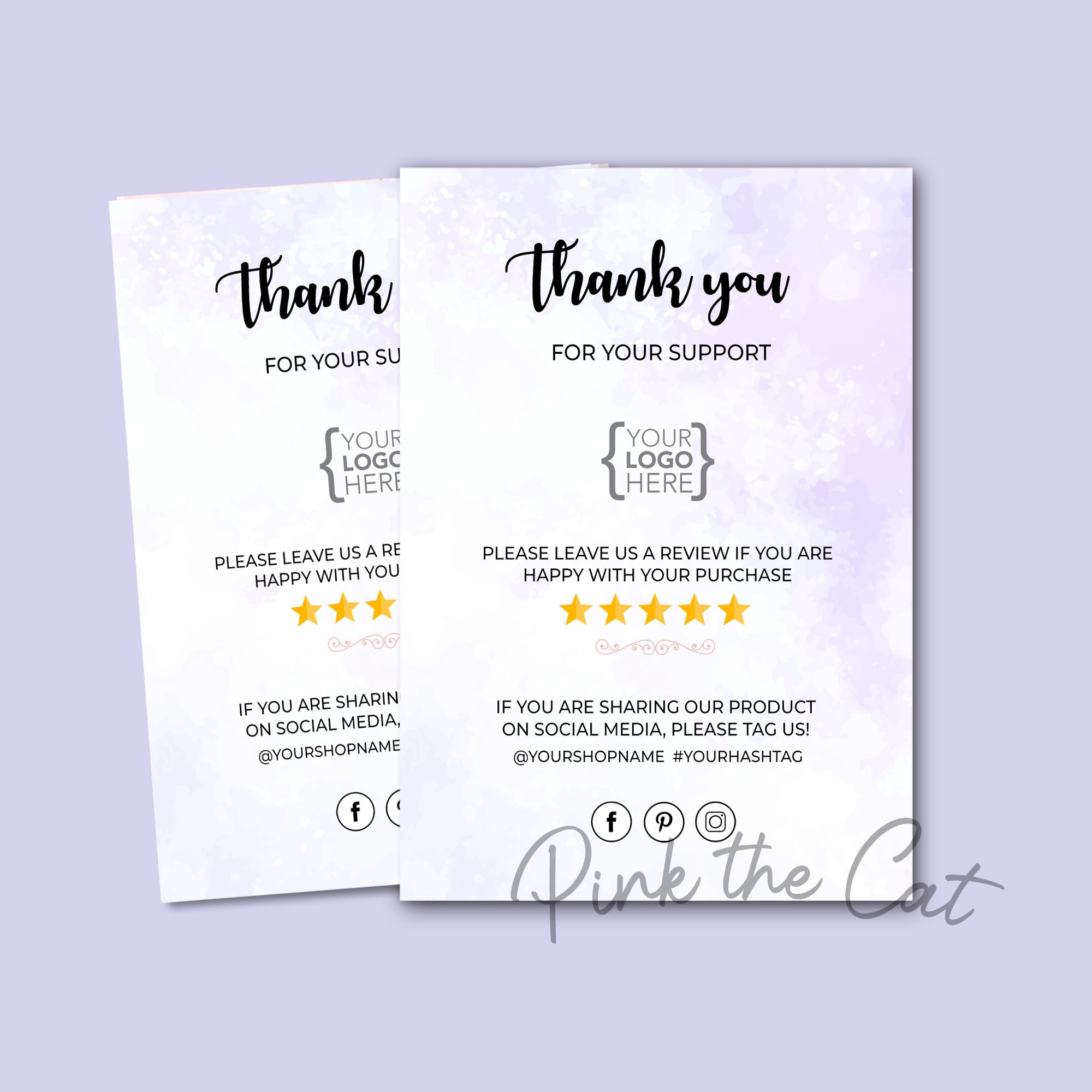 Business thank you card watercolor purple
