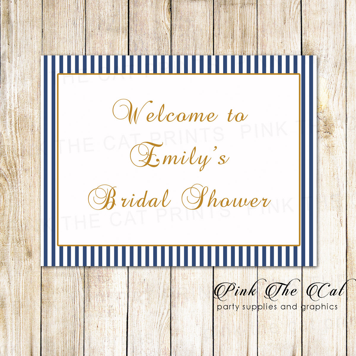 Gold Navy Blue Welcome Sign Bridal Shower Printable