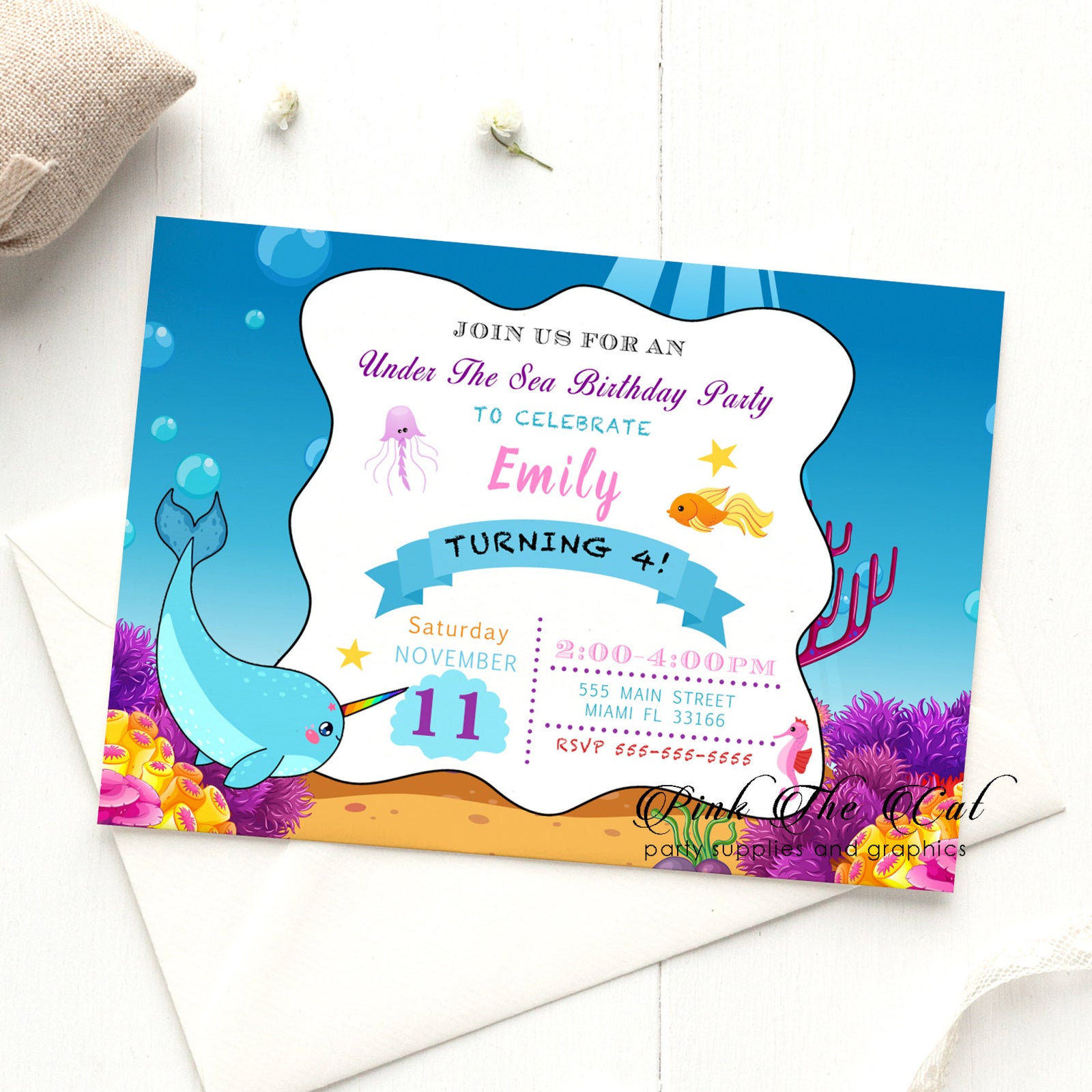 FREE PRINTABLE UNICORN INVITATIONS – Pink the Cat