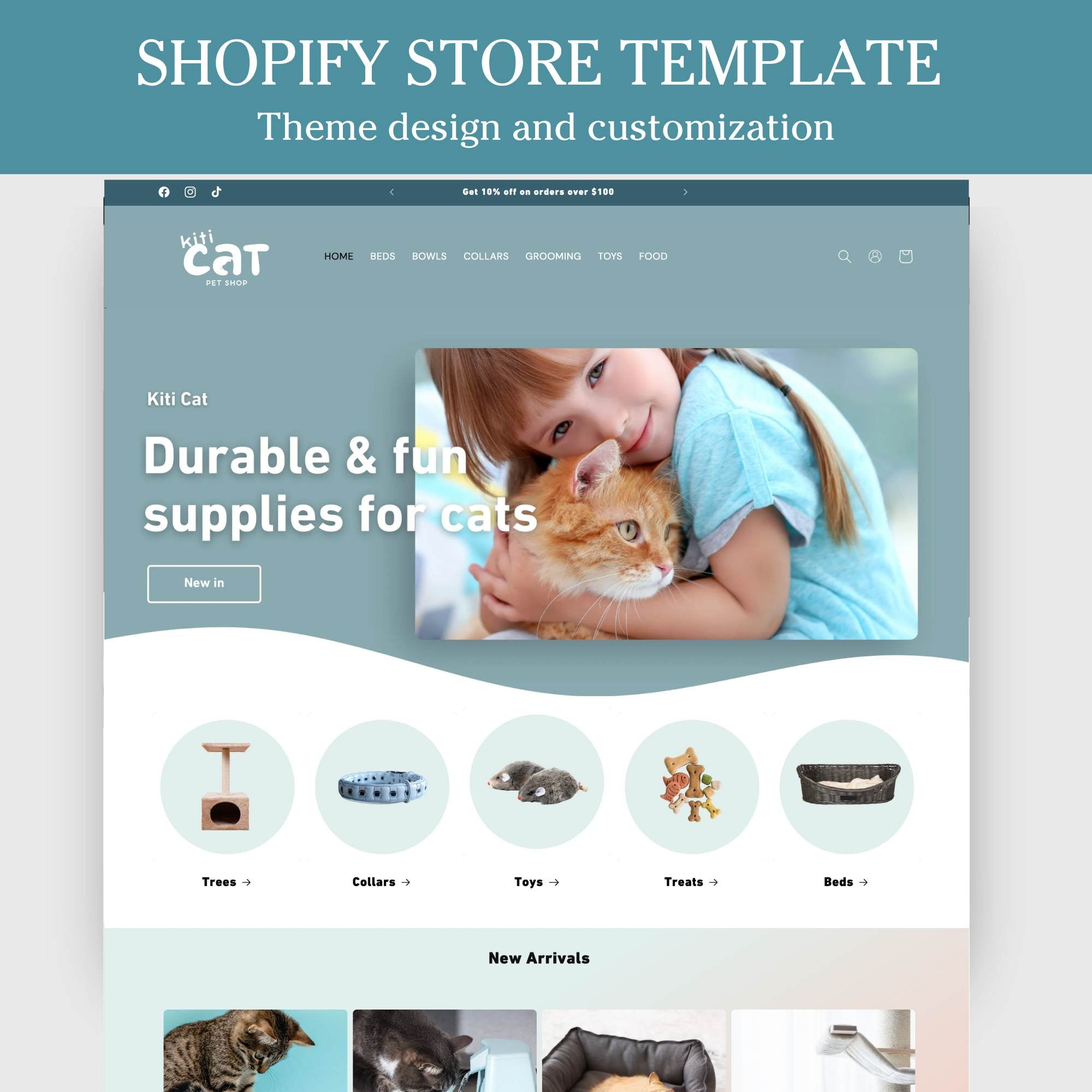 Cat pet shop modern website template