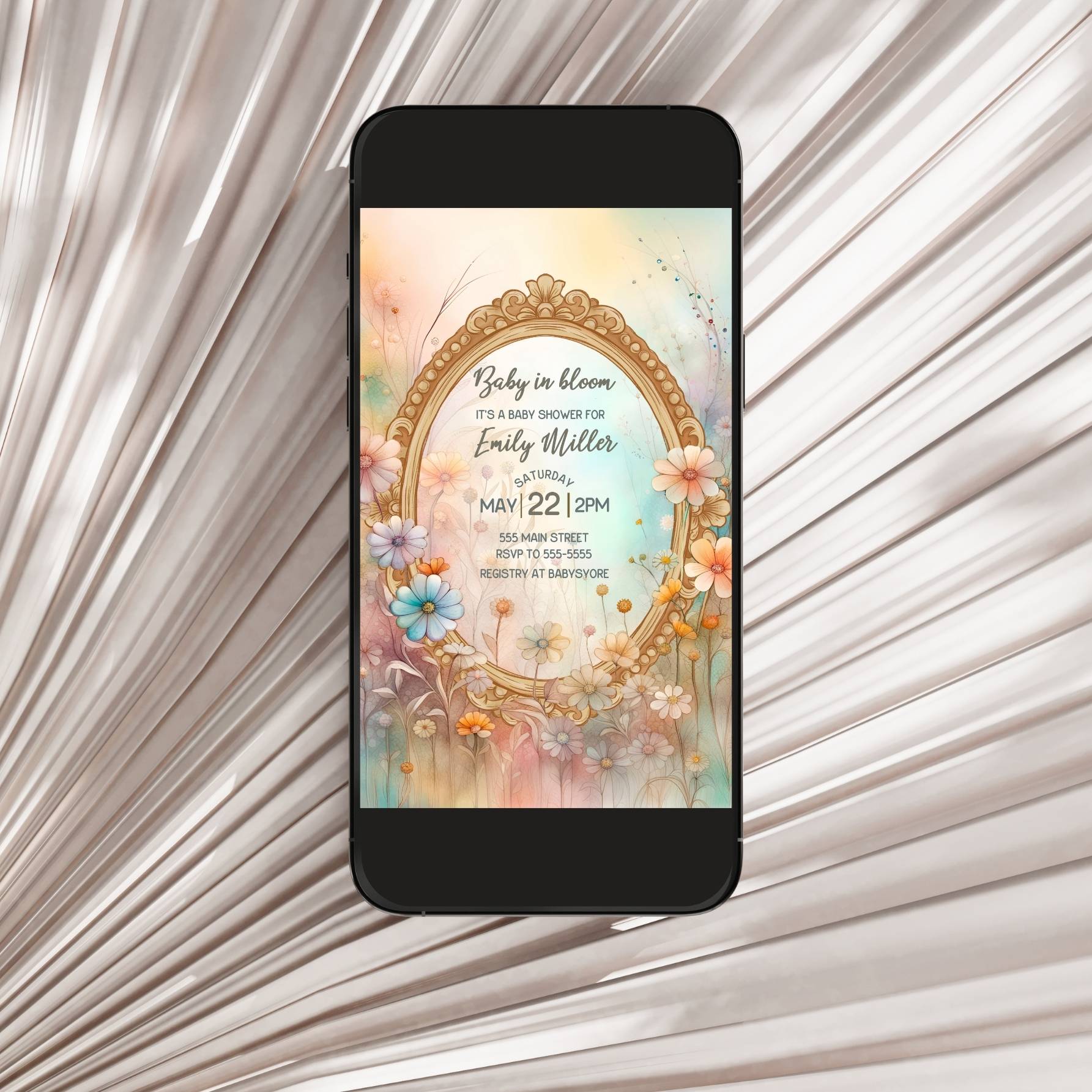 Baby in bloom baby shower invitation