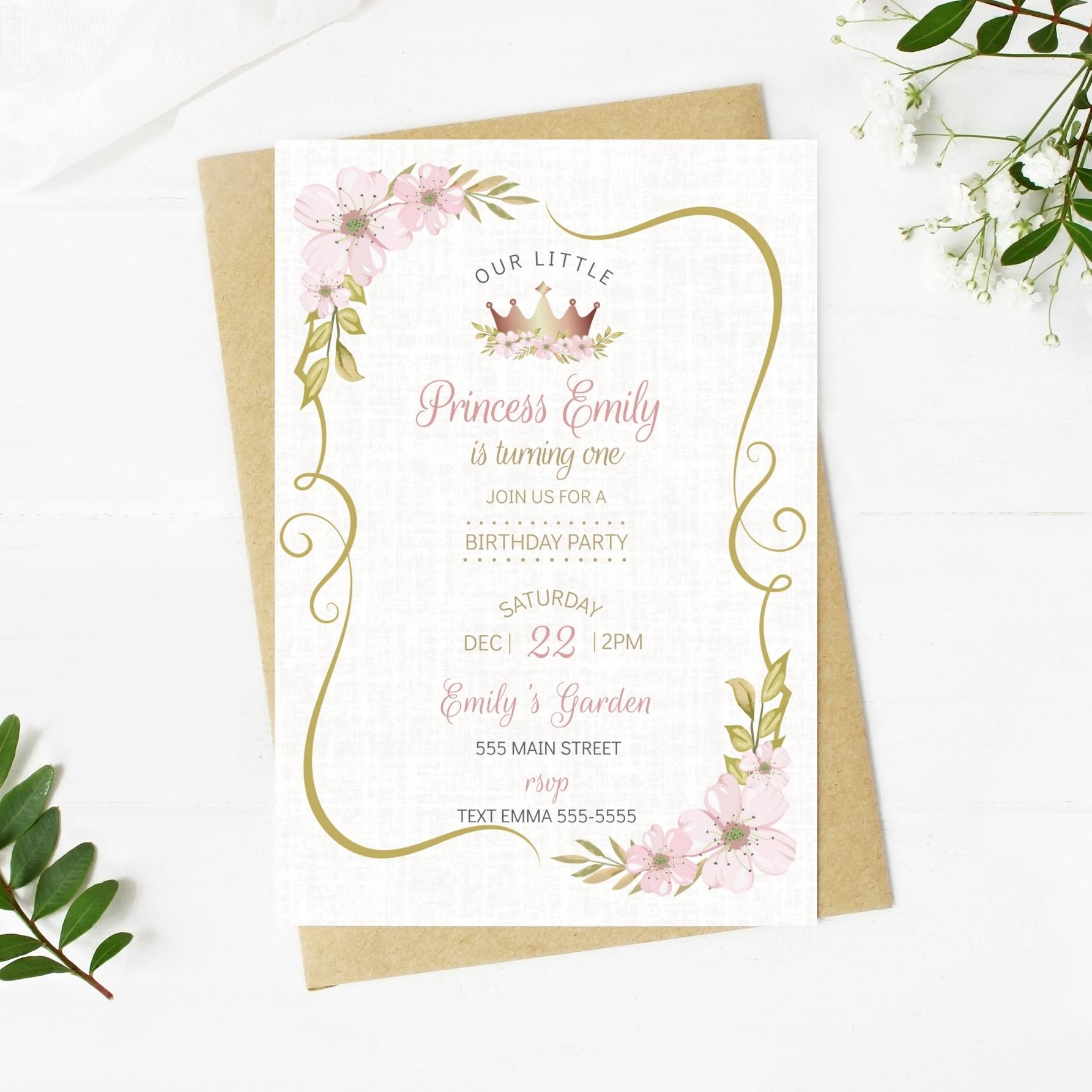 Princess birthday invitation