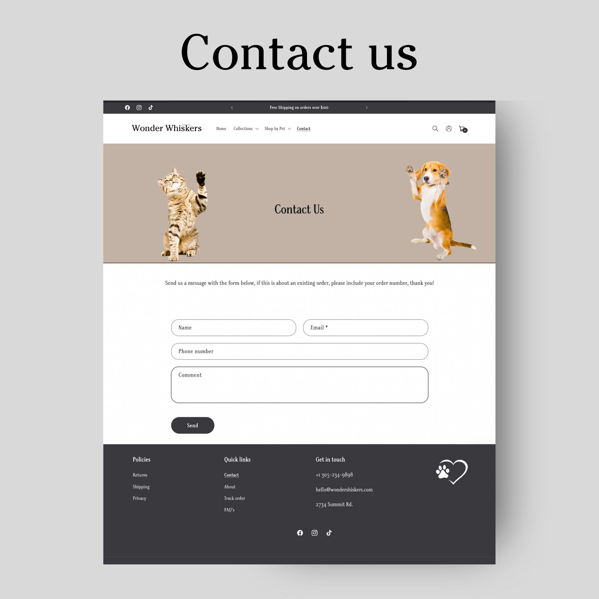 Pet shop website template