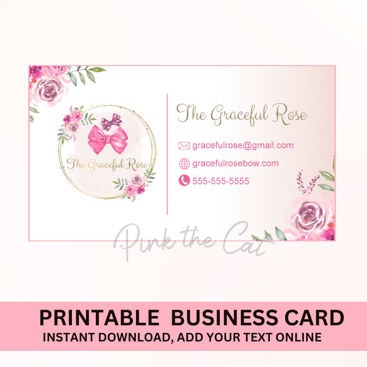 Hairbow bowtique business card printable