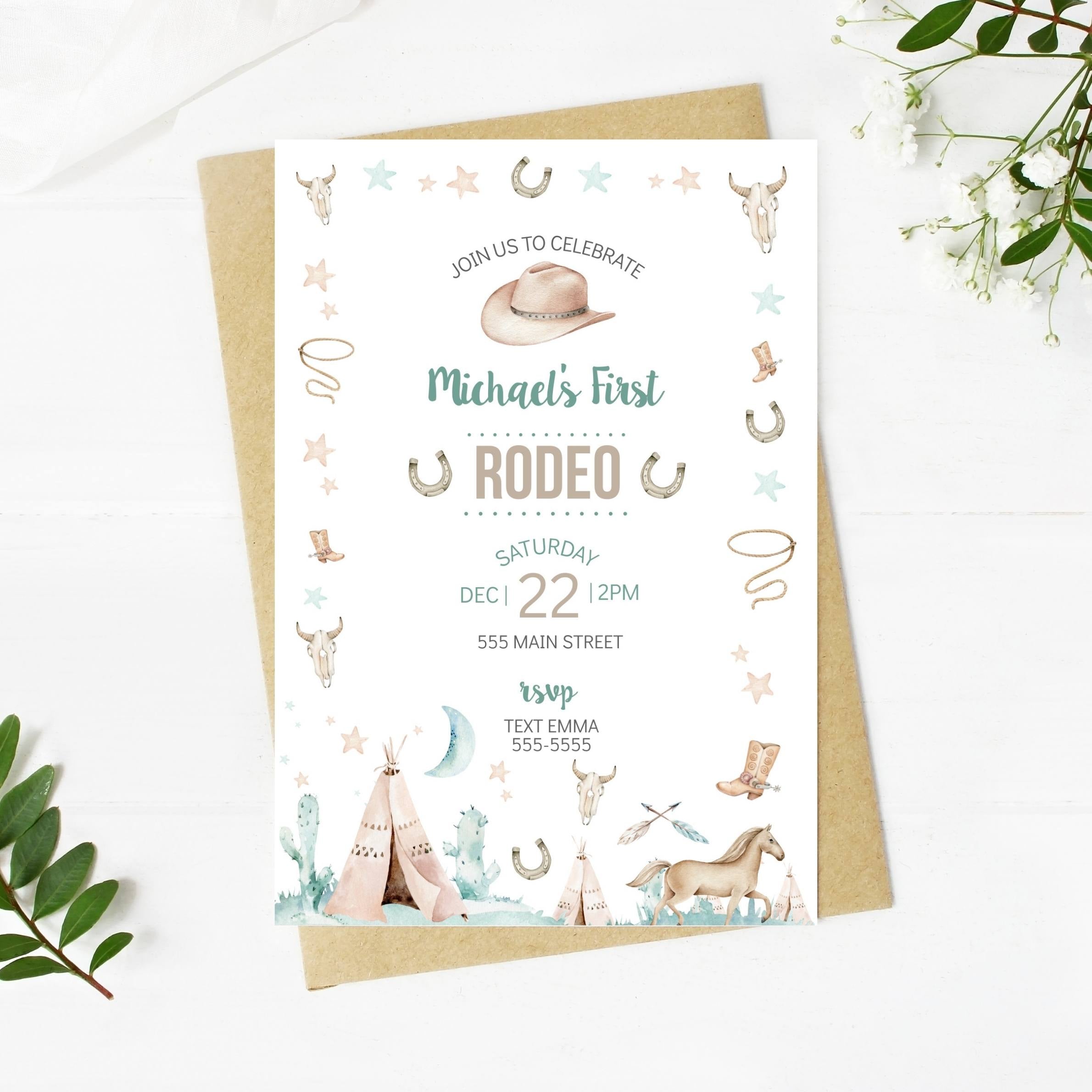 My first rodeo invitation cowboy birthday party printable digital file ...