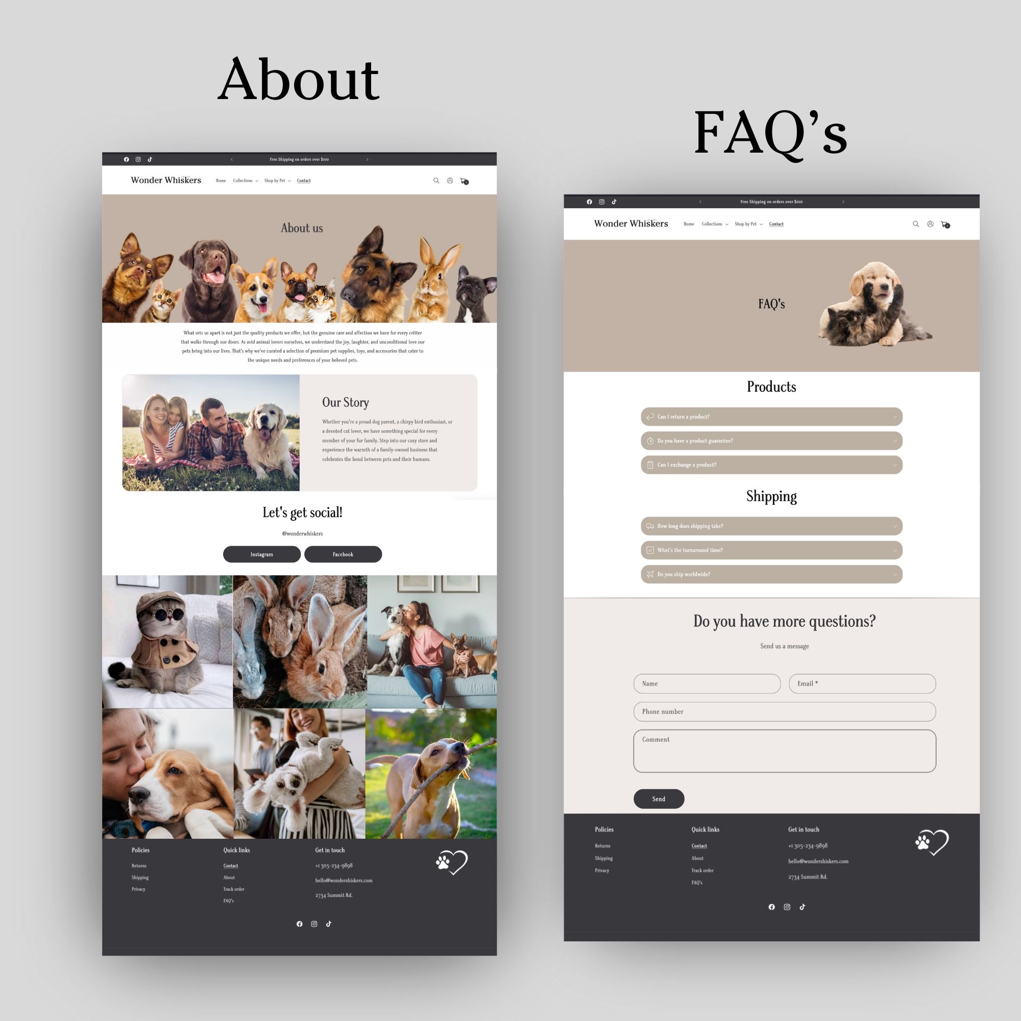 Pet shop website template
