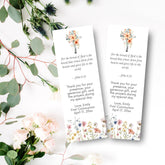 First communion bookmark floral blue gold favors printable pr printed ...