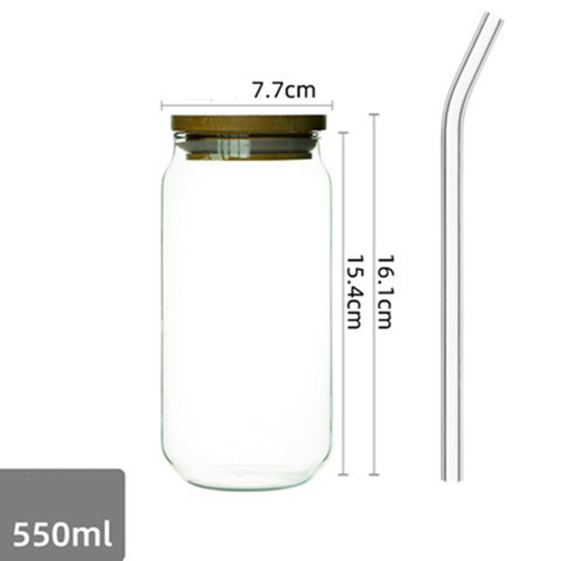 Glass Tumbler Can Cups With Bamboo Lids