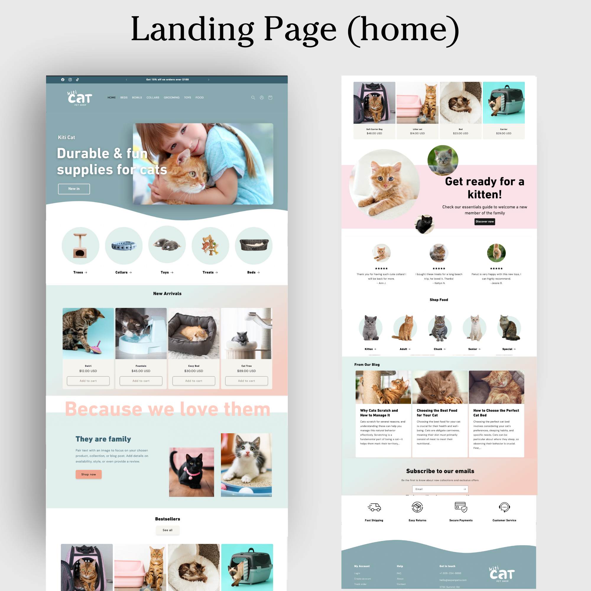 Cat pet shop modern website template