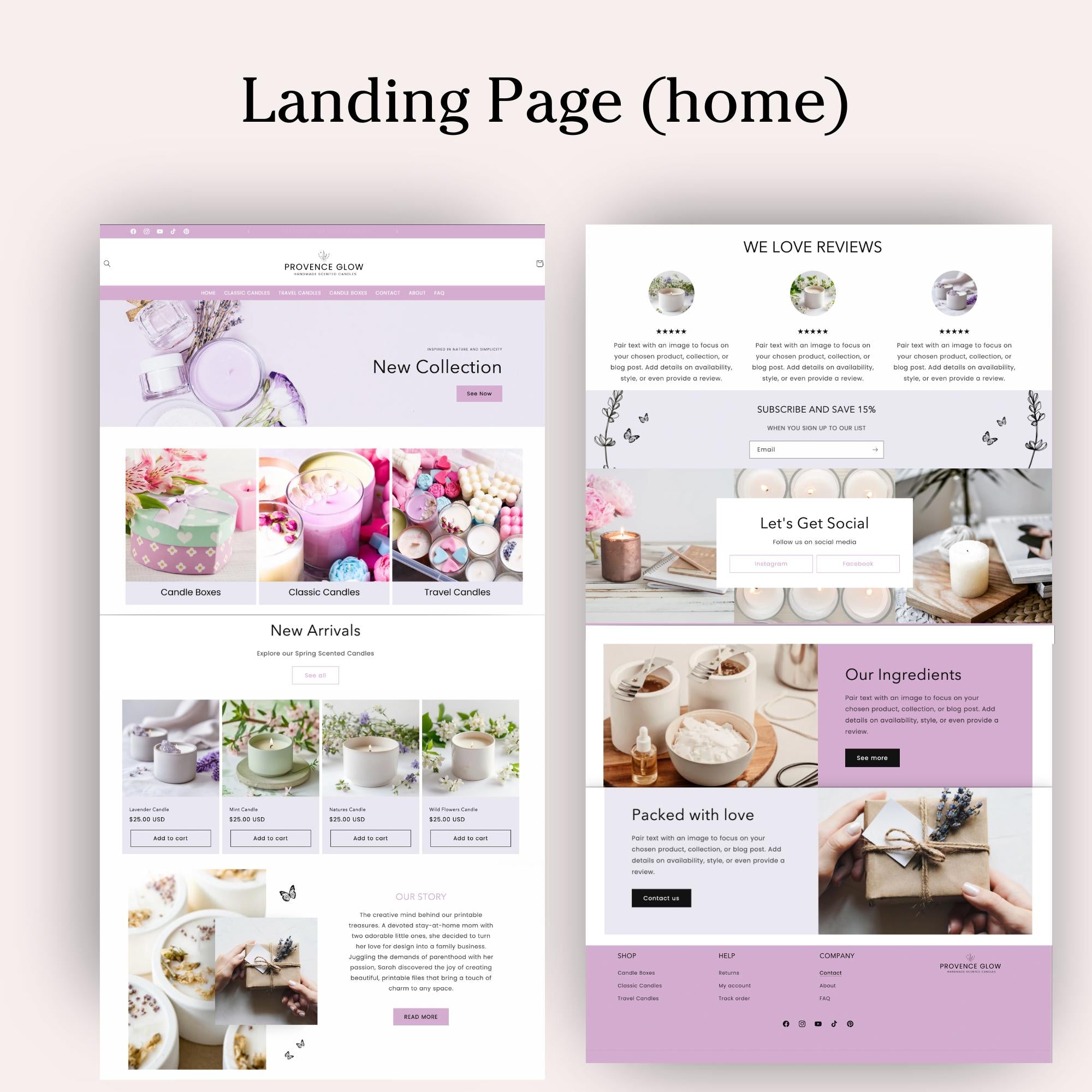 Luxury lavender candles shopify template