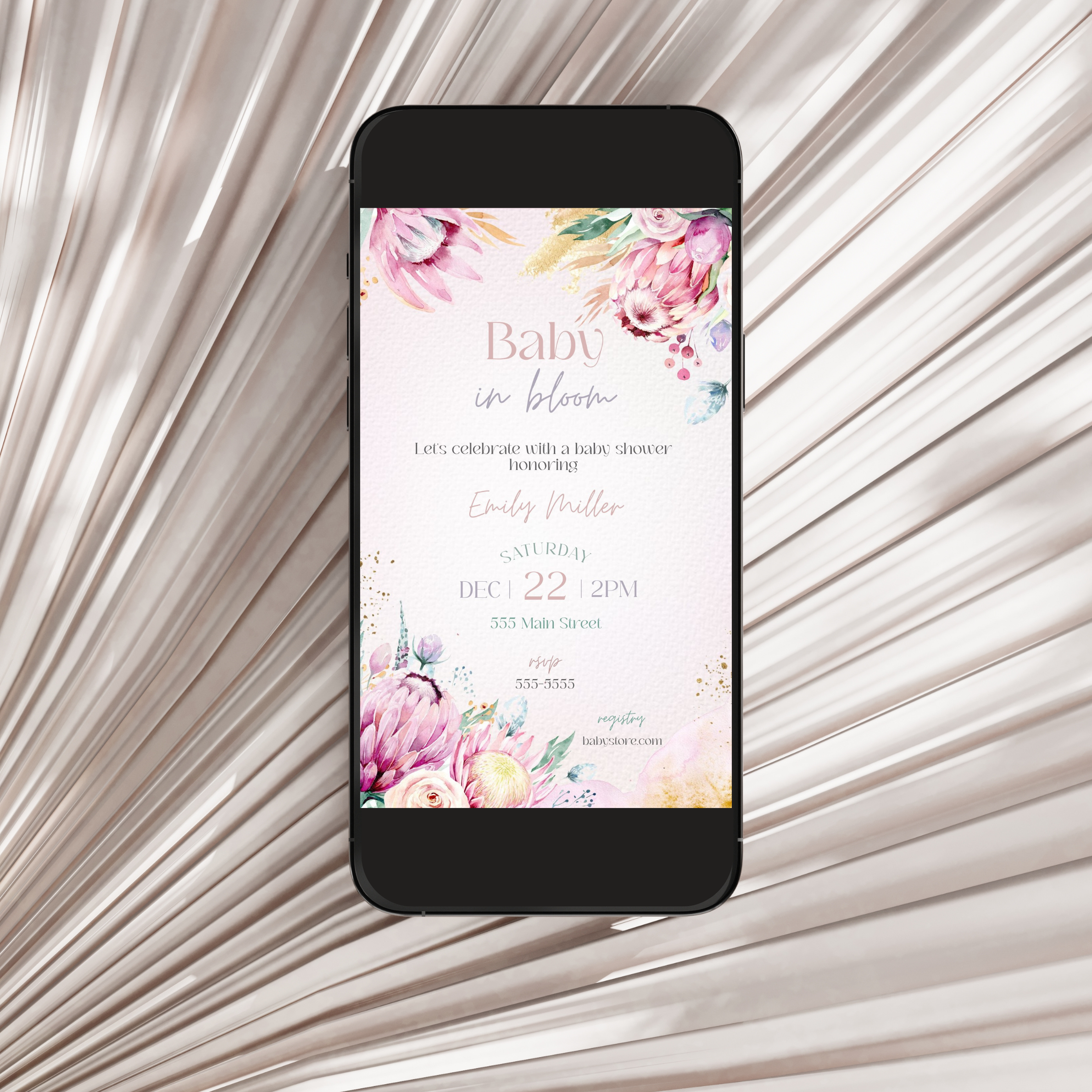 Baby in bloom baby shower invitation