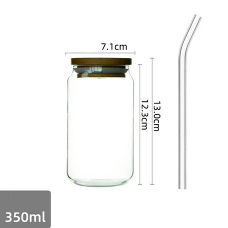 Glass Tumbler Can Cups With Bamboo Lids