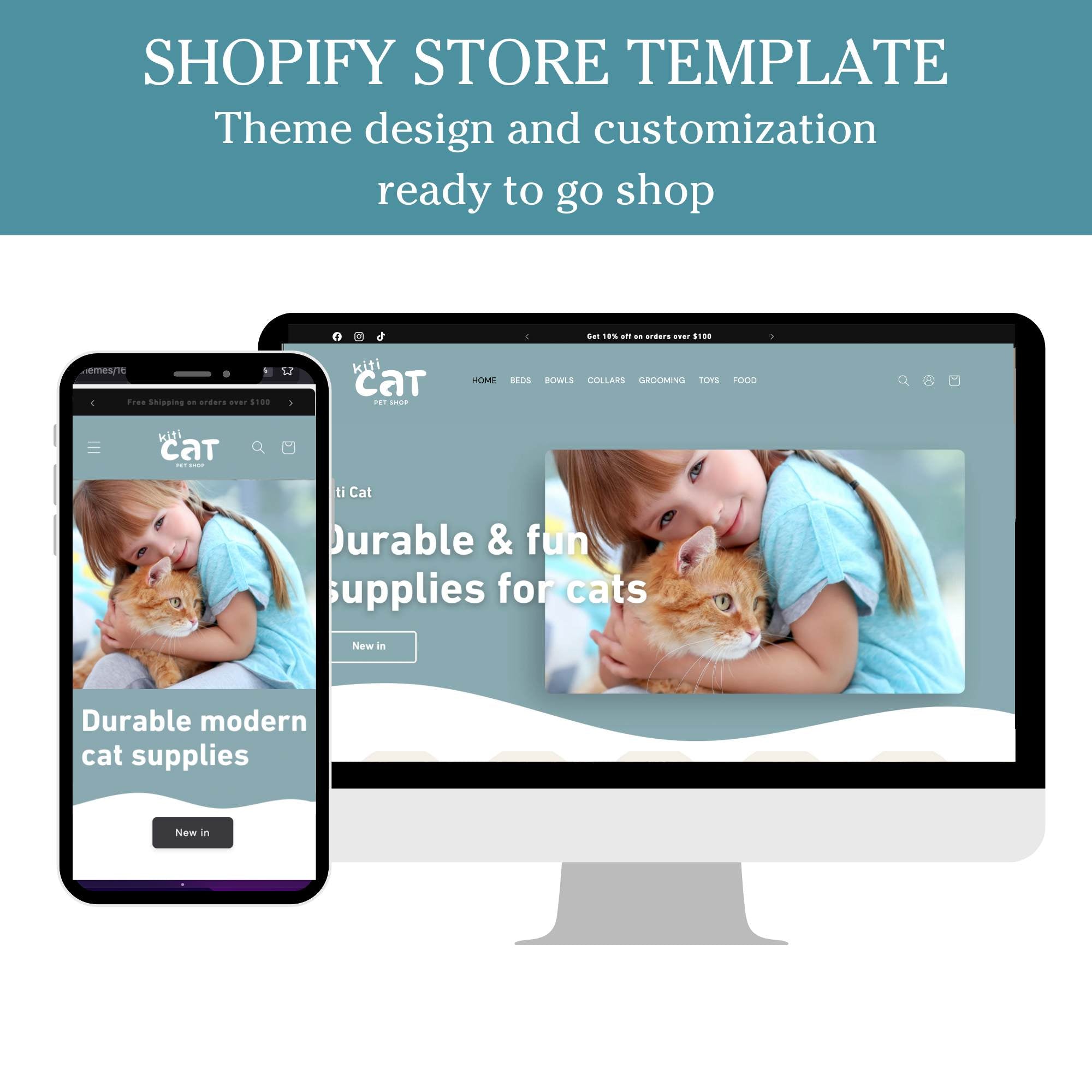 Cat pet shop modern website template