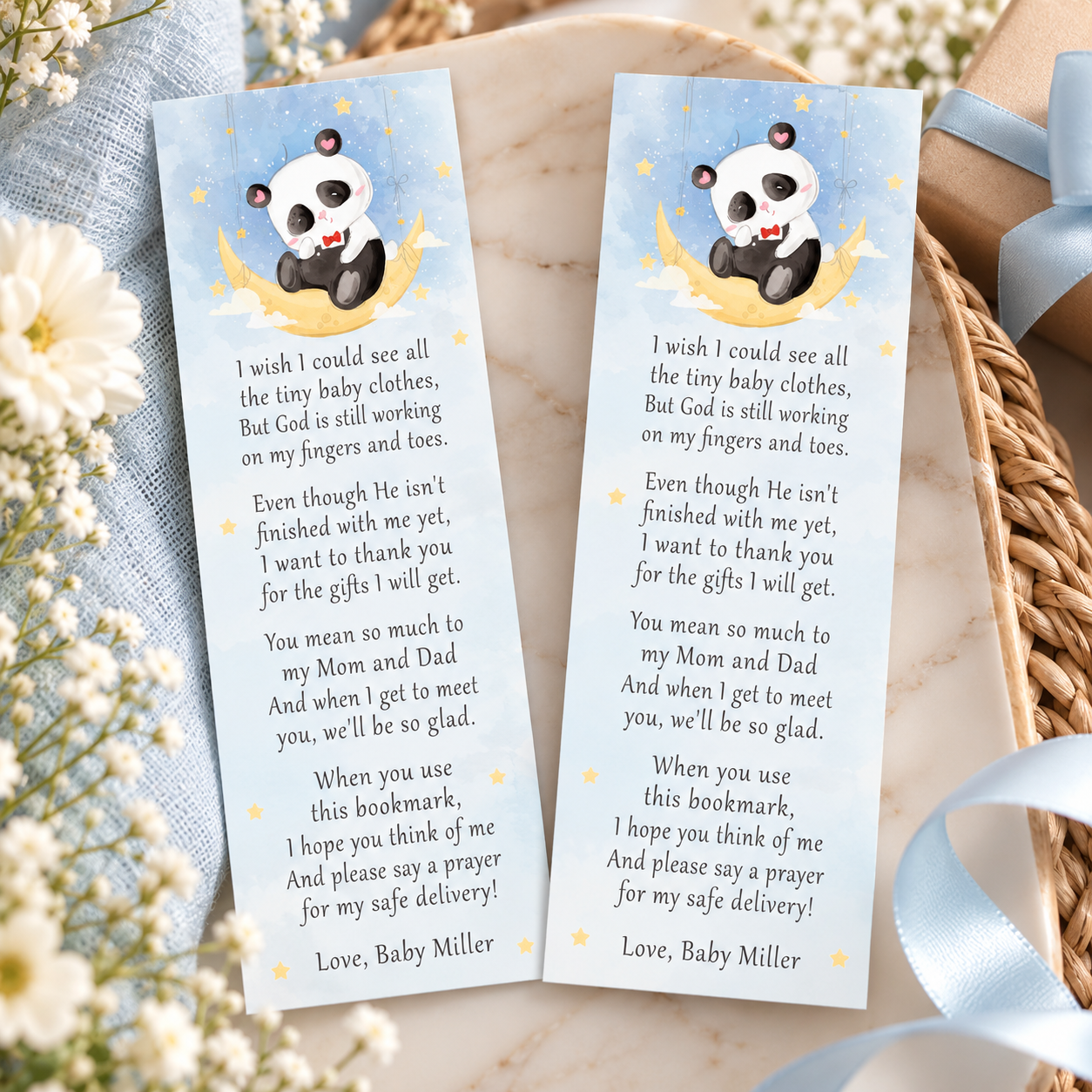 Panda bear bookmarks printable
