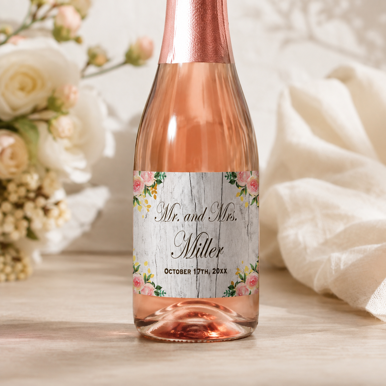 100 mini wine champagne bottle label sticker rustic