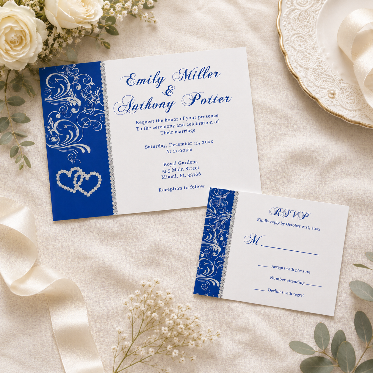 100 wedding invitations and rsvp cards with envelopes