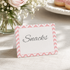 Buffet Food Label Wedding Place Seating Name Card Pink Chevron