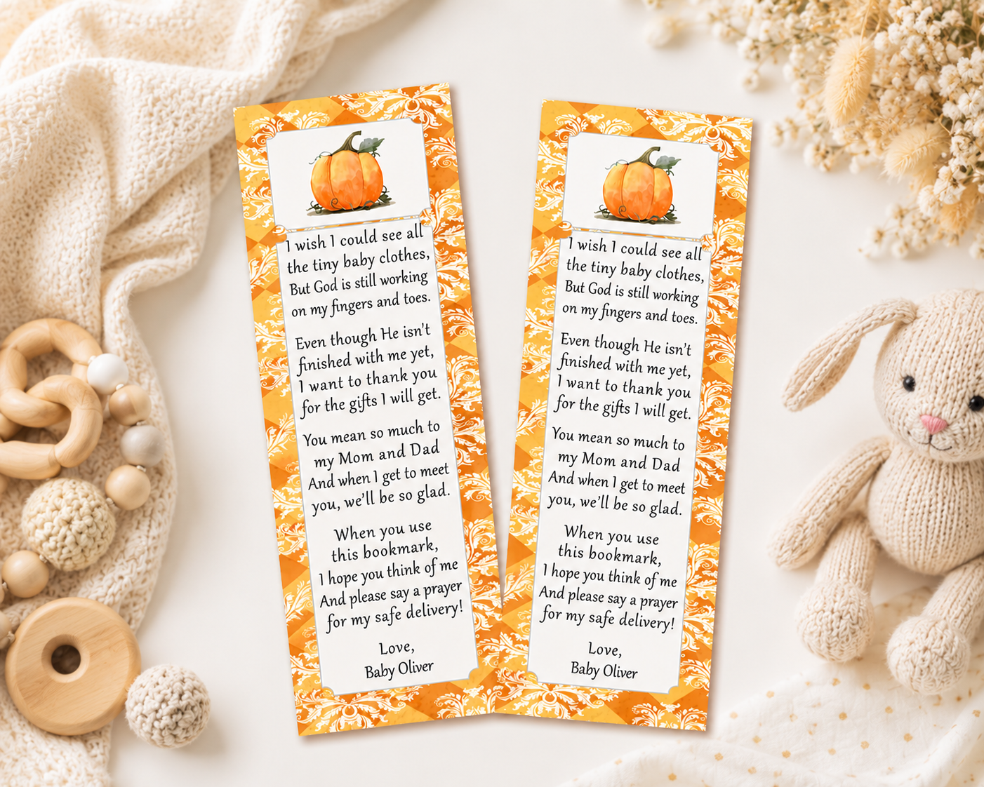 Pumpkin bookmarks orange