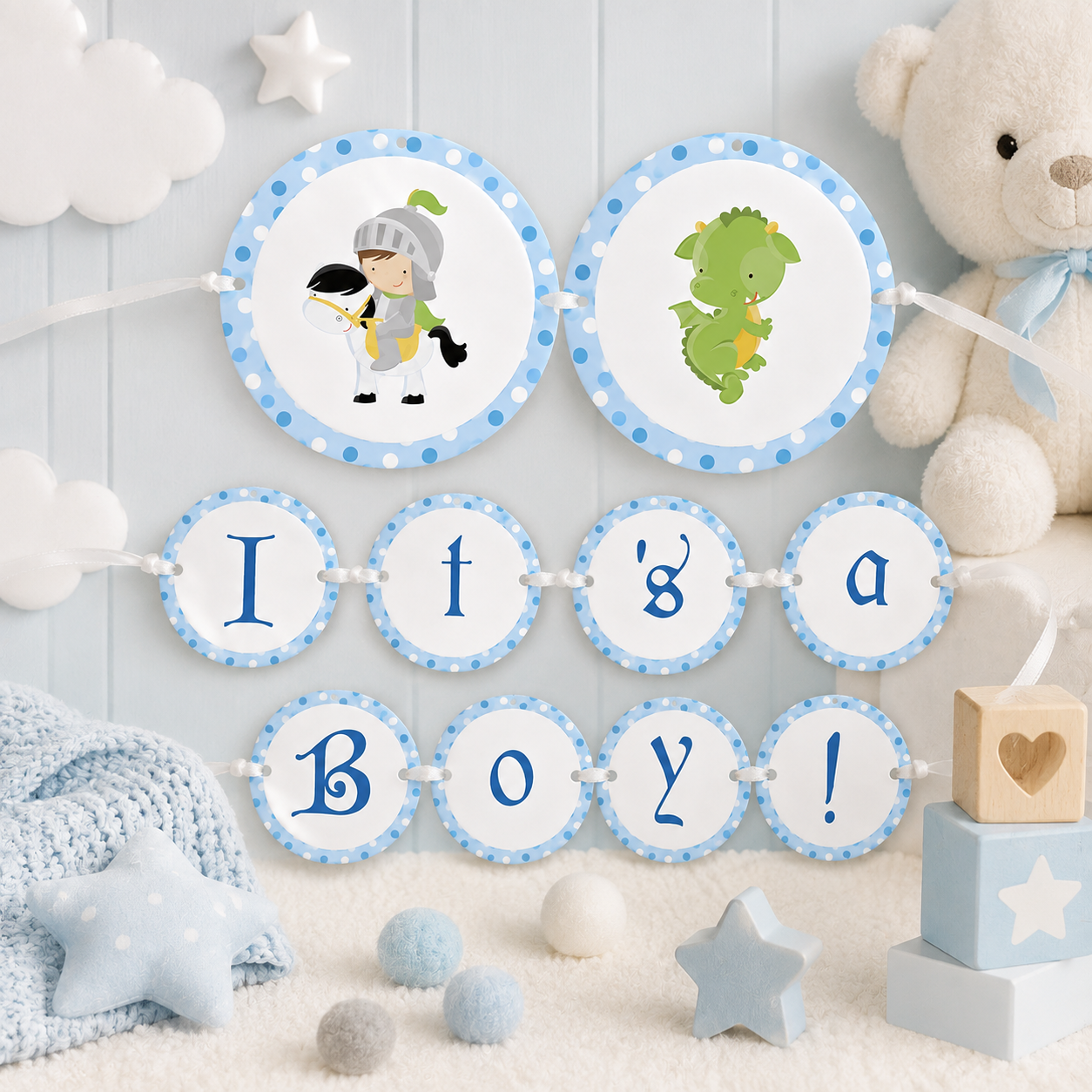 Dragon Knight Baby Boy Shower Banner