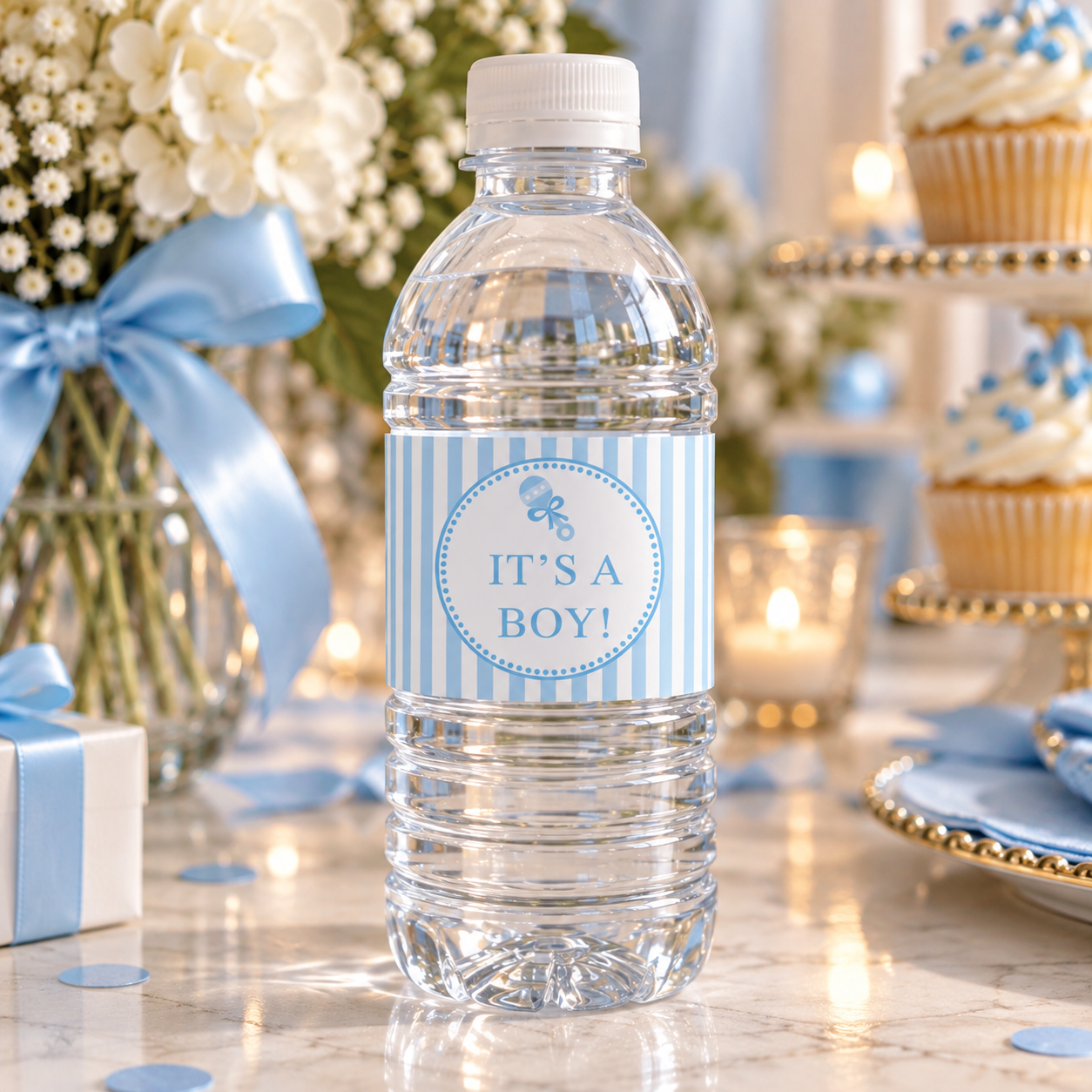 10 Rattle Baby Shower Favor Stickers Water Labels