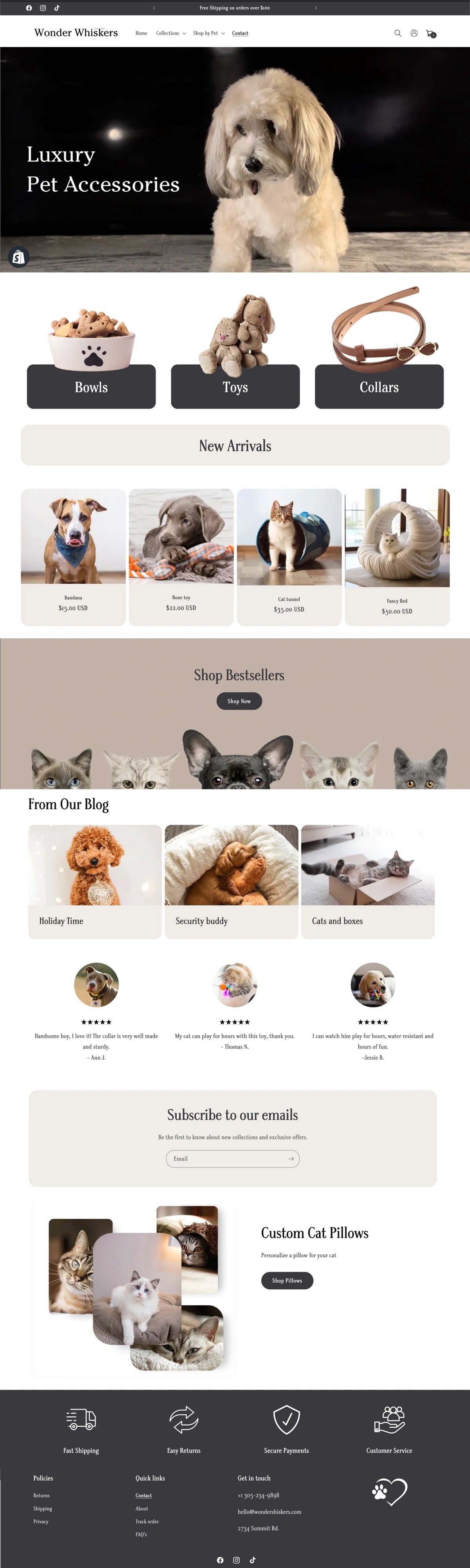 Pet shop website template