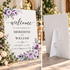 Wedding welcome sign floral purple romantic