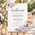 Wedding welcome sign floral purple romantic