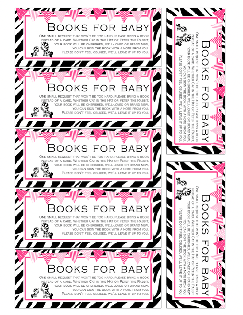 Books for baby and diaper raffle zebra design