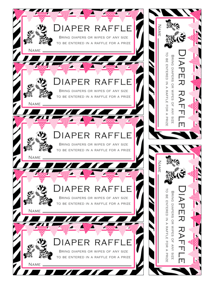 Books for baby and diaper raffle zebra design