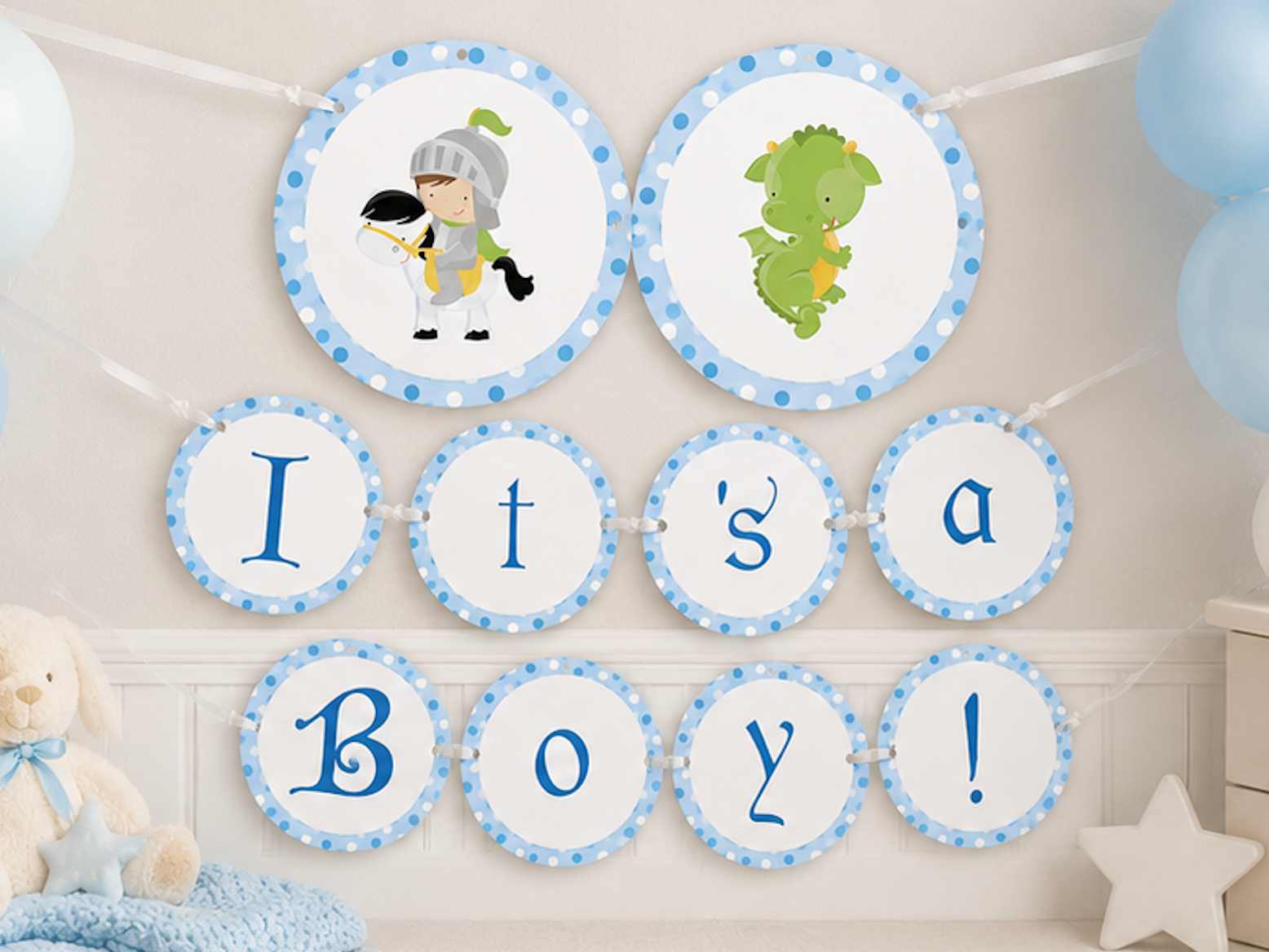 Dragon Knight Baby Boy Shower Banner