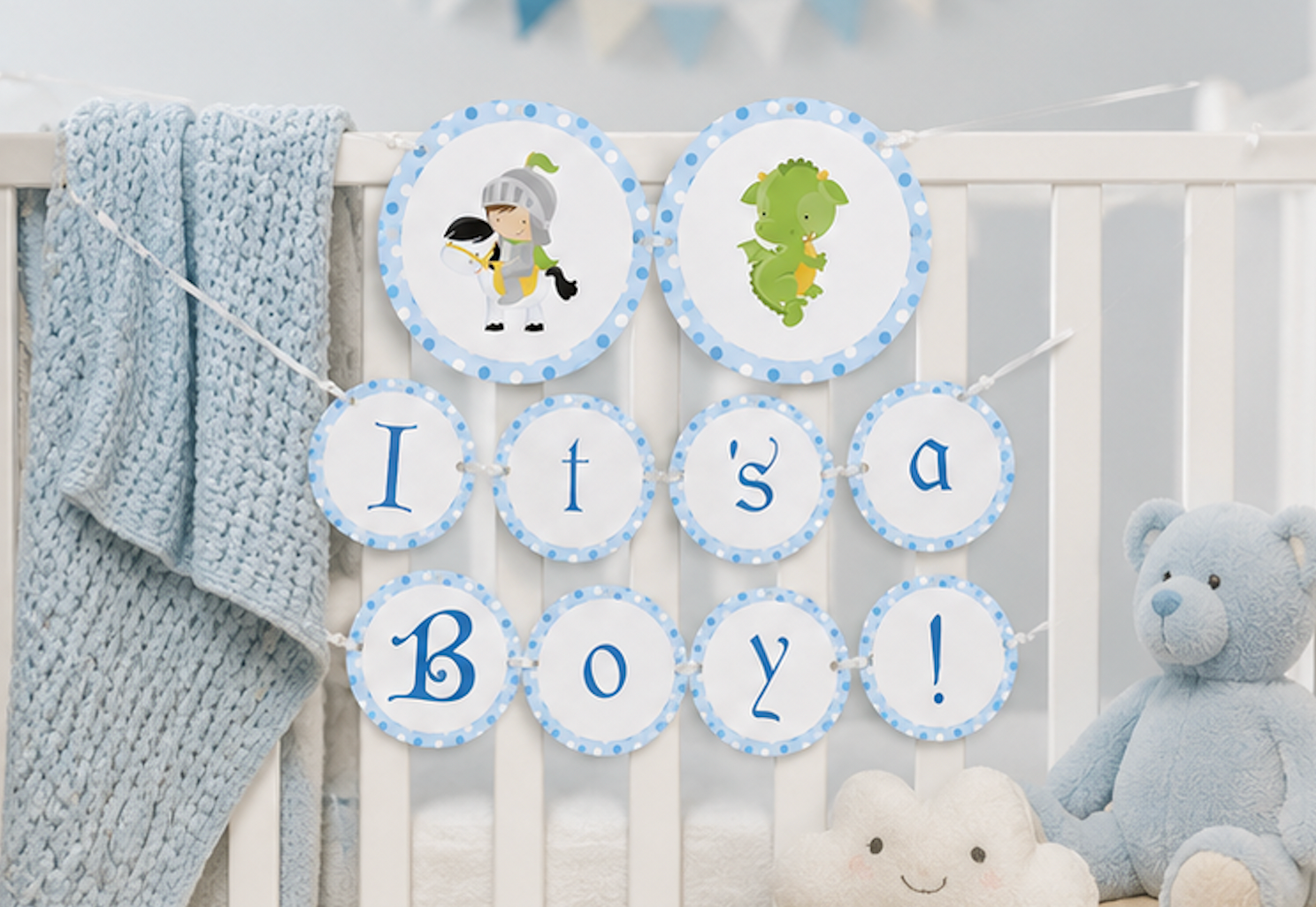 Dragon Knight Baby Boy Shower Banner