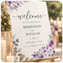 Wedding welcome sign floral purple romantic