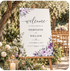 Wedding welcome sign floral purple romantic