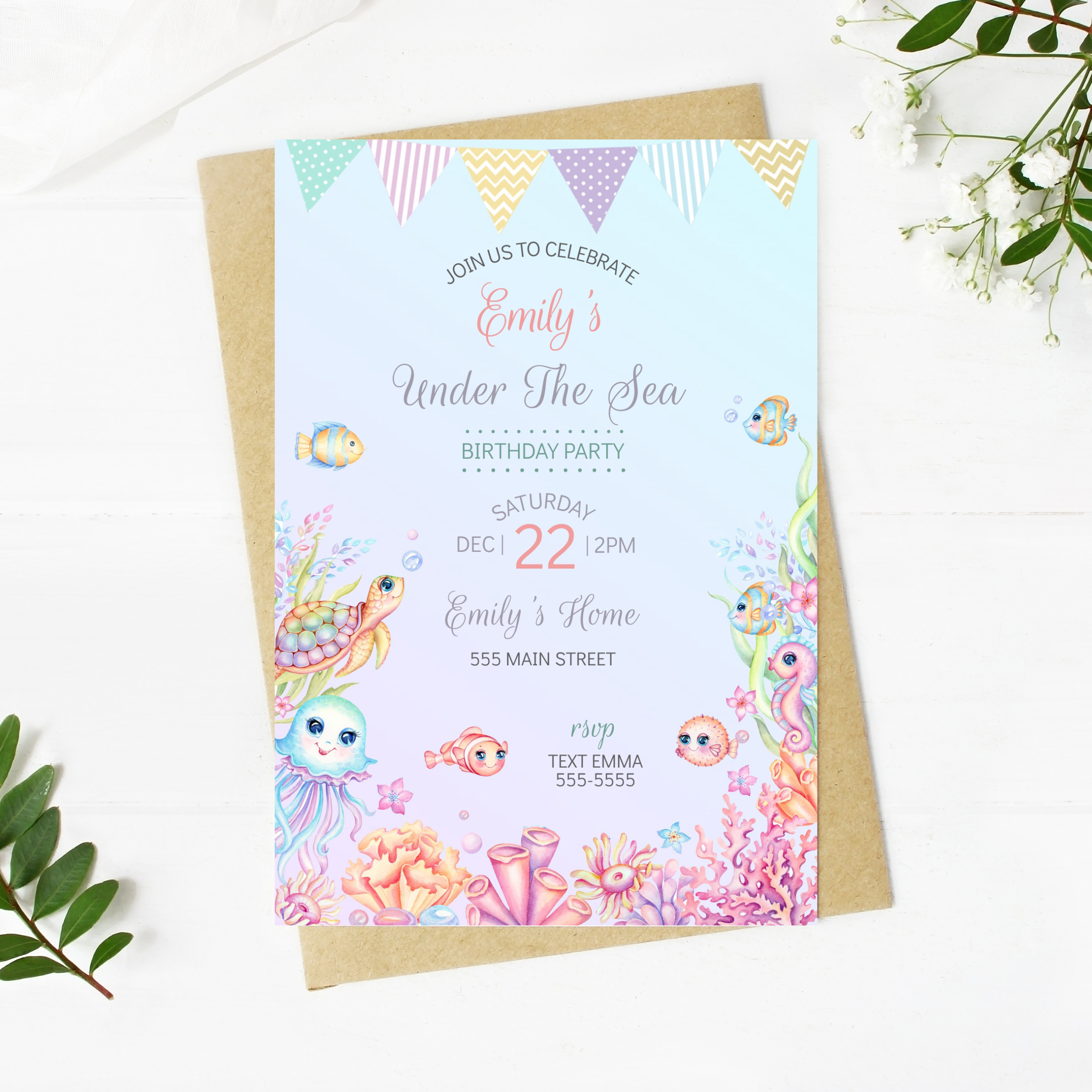 Under the sea birthday invitation