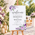 Wedding welcome sign floral purple romantic