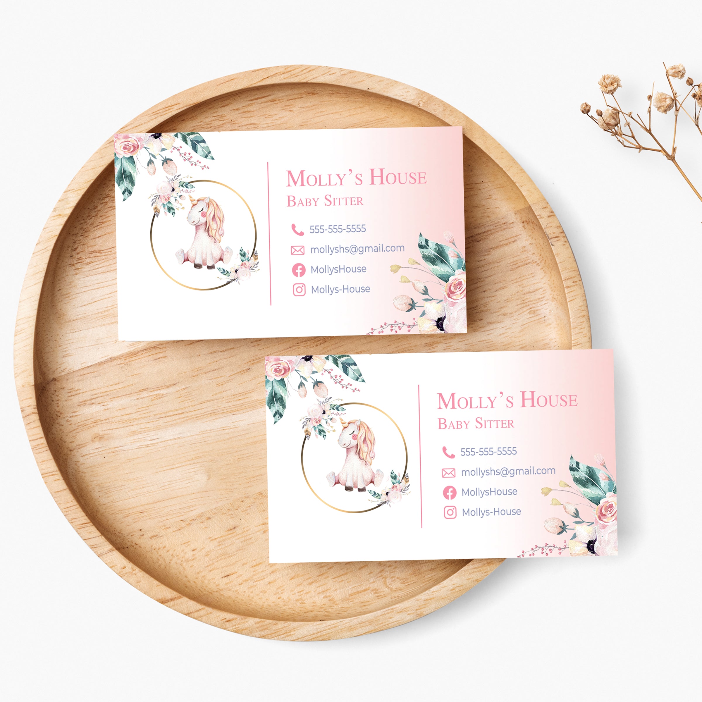 100 printed unicorn business card