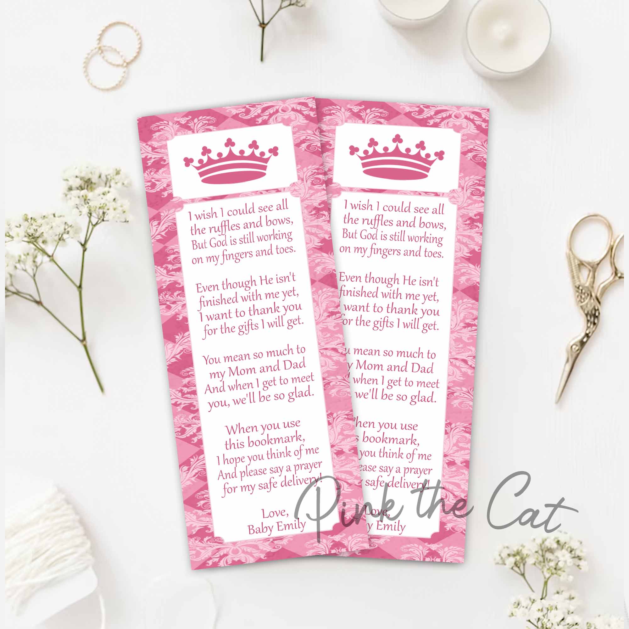 30 Princess Bookmarks Cherry Red