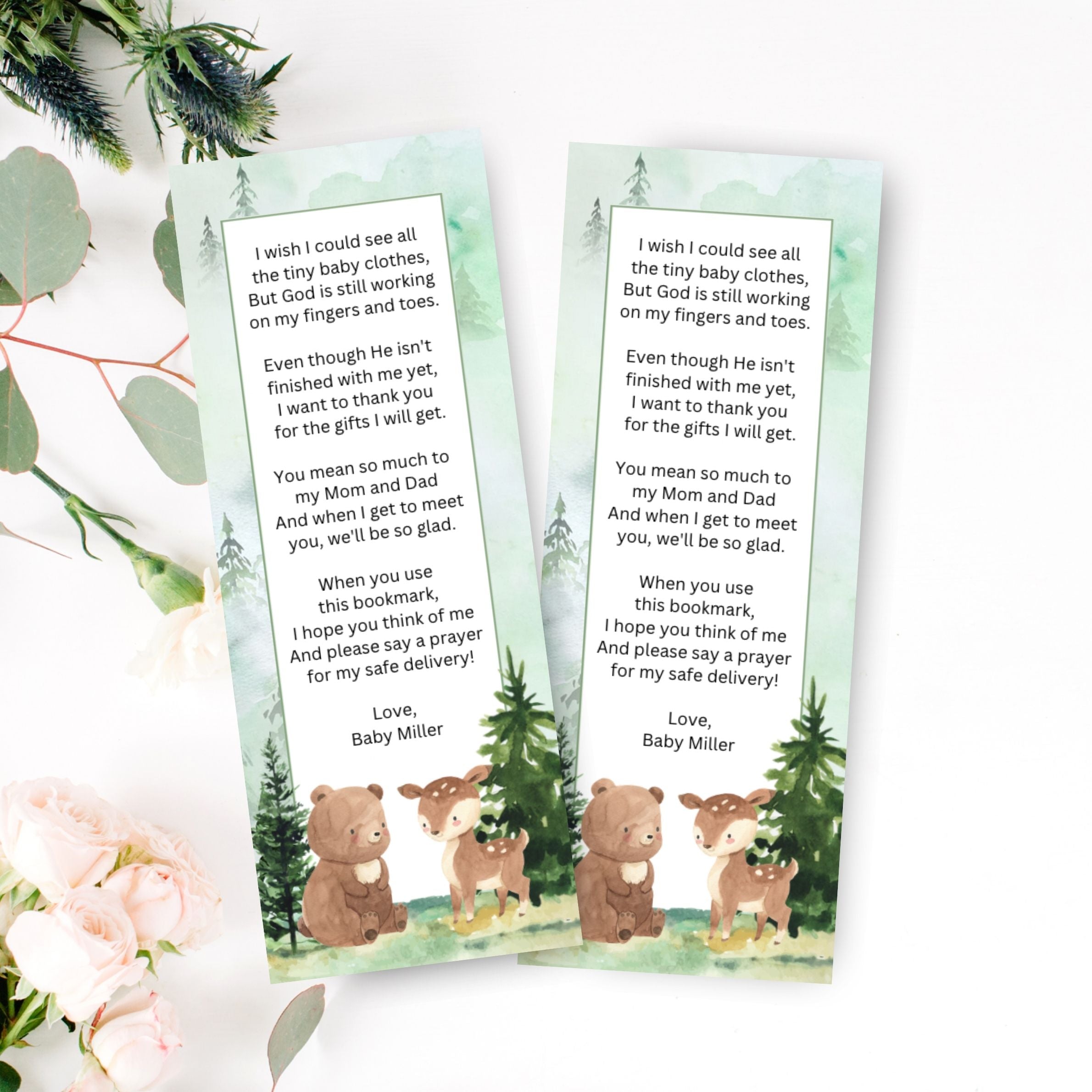 30 bookmarks woodland baby shower