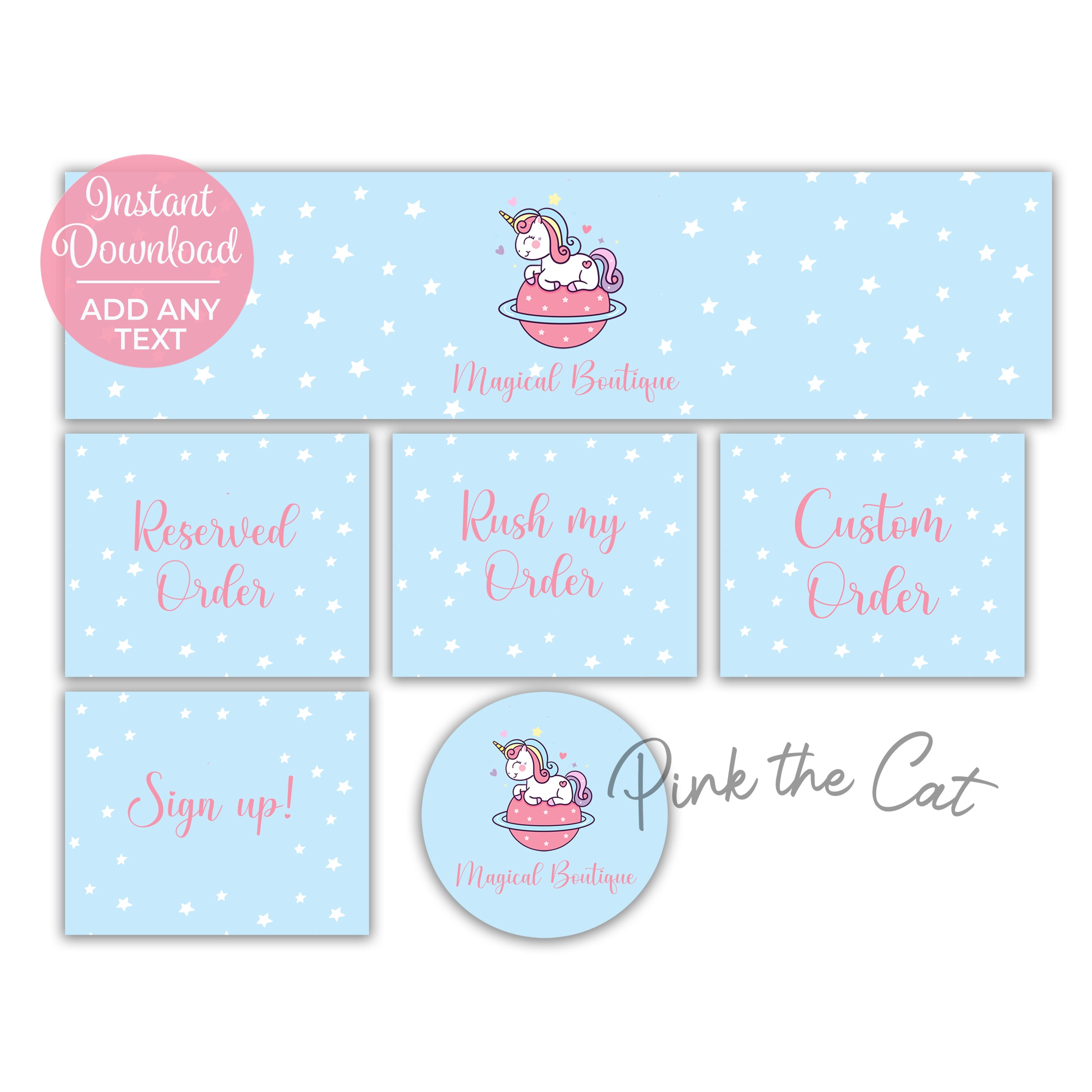 Unicorn design banner and listings etsy pack