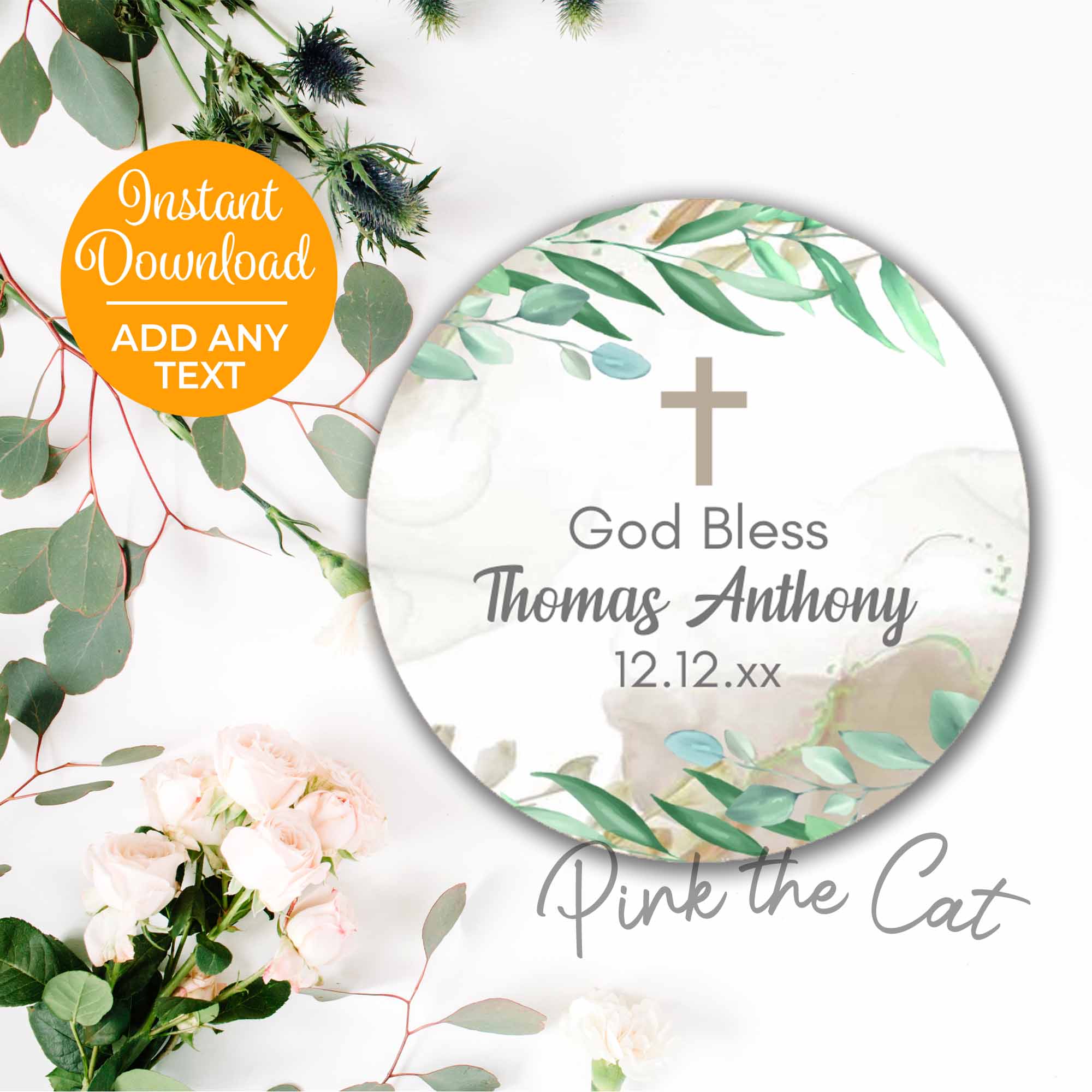 Greenery religious favor label