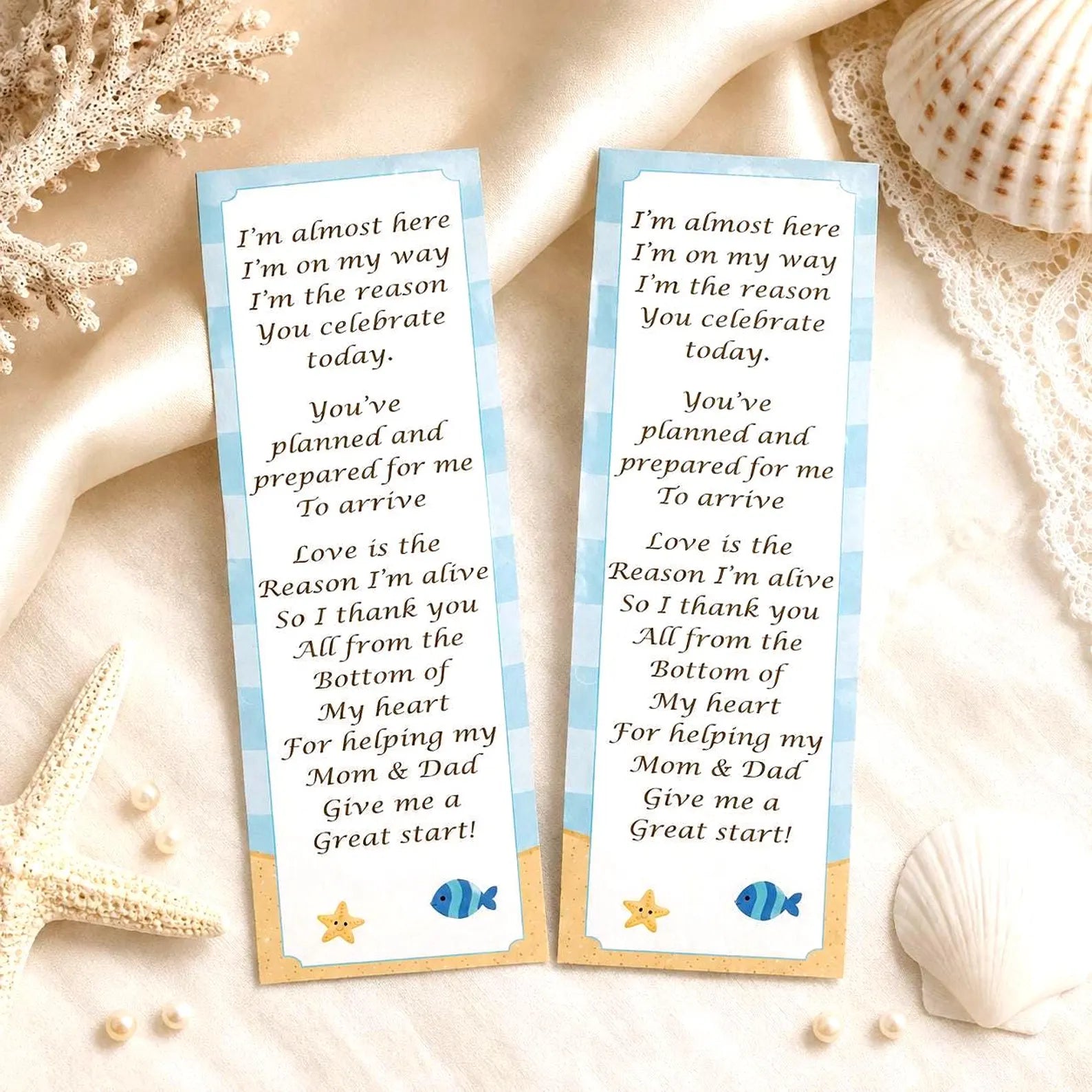Under The Sea Bookmark Favor Baby Shower INSTANT DOWNLOAD