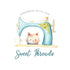 Sewing machine floral logo with cat