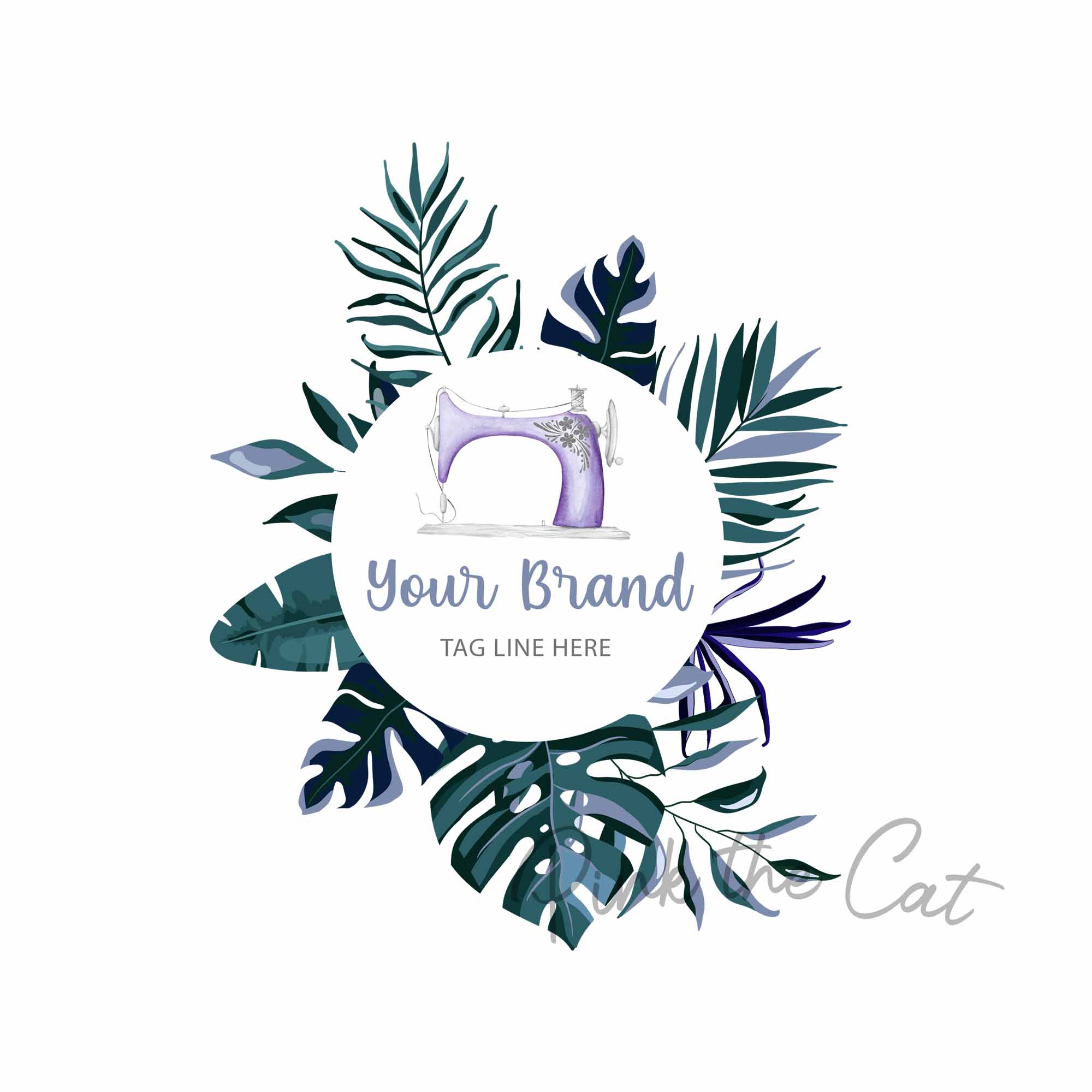 Sewing machine greenery logo