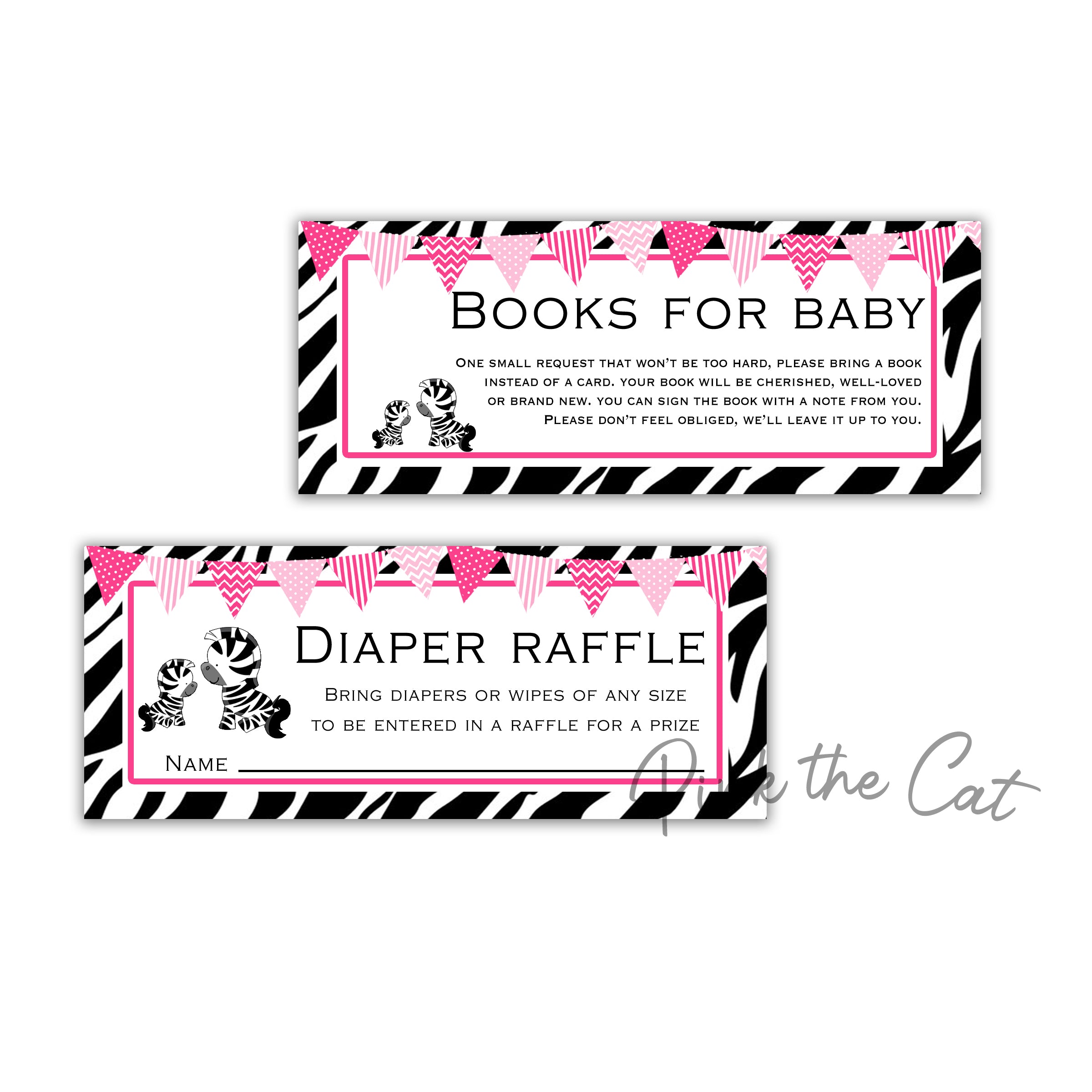 Books for baby and diaper raffle zebra design
