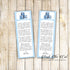50 Printed Bookmarks Baby Shower Blue Blocks