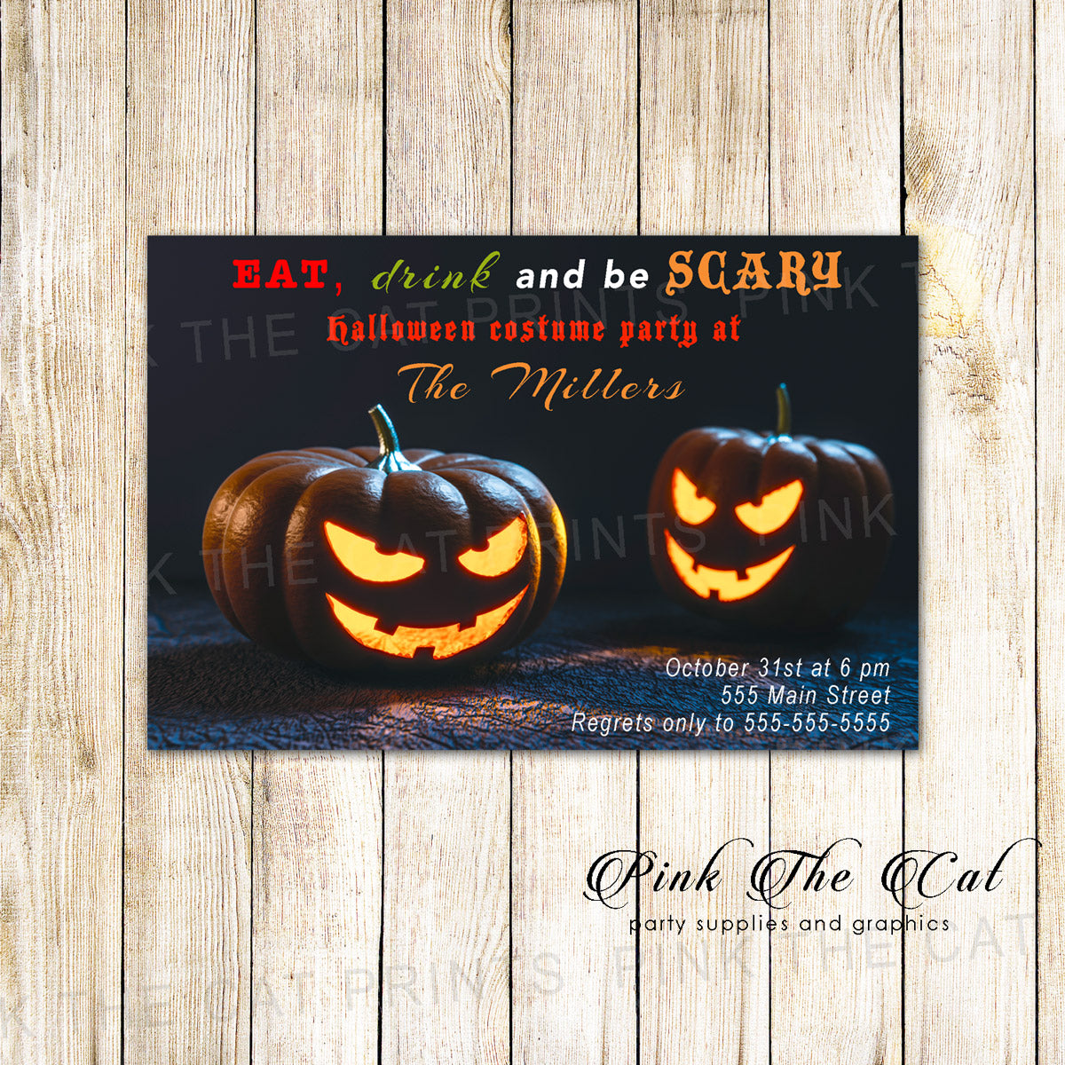 Halloween invitation eat drink and be scary