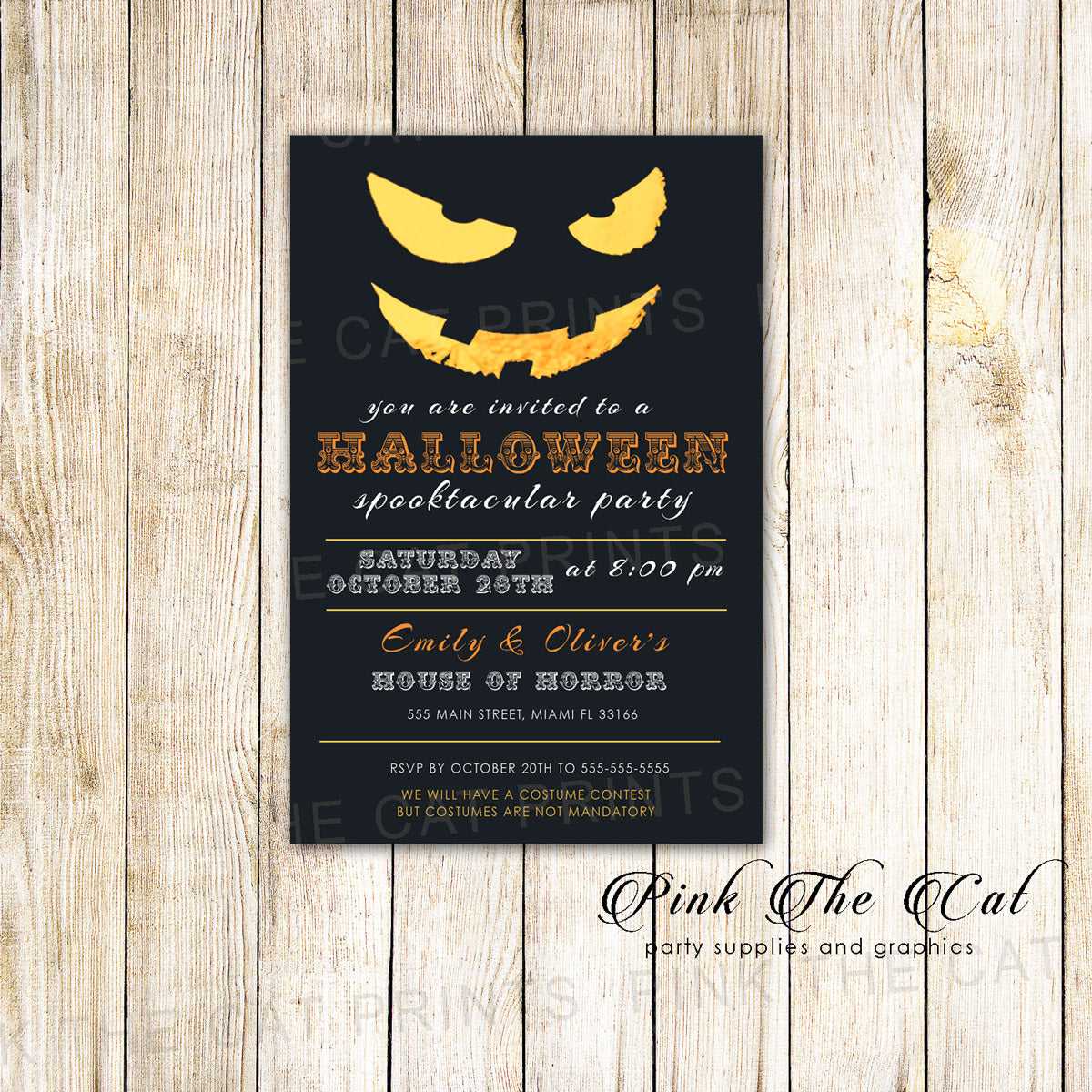 pumpkin eyes party invitation halloween