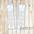 50 Printed Bookmarks Boy Baby Shower Blue Giraffe
